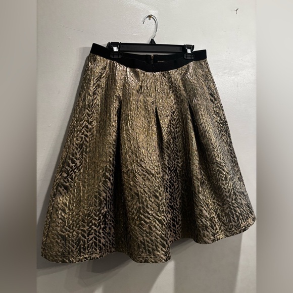 Cato Dresses & Skirts - Cato Metallic A-Line Skirt party pleated flare size 14 plus Christmas gala
